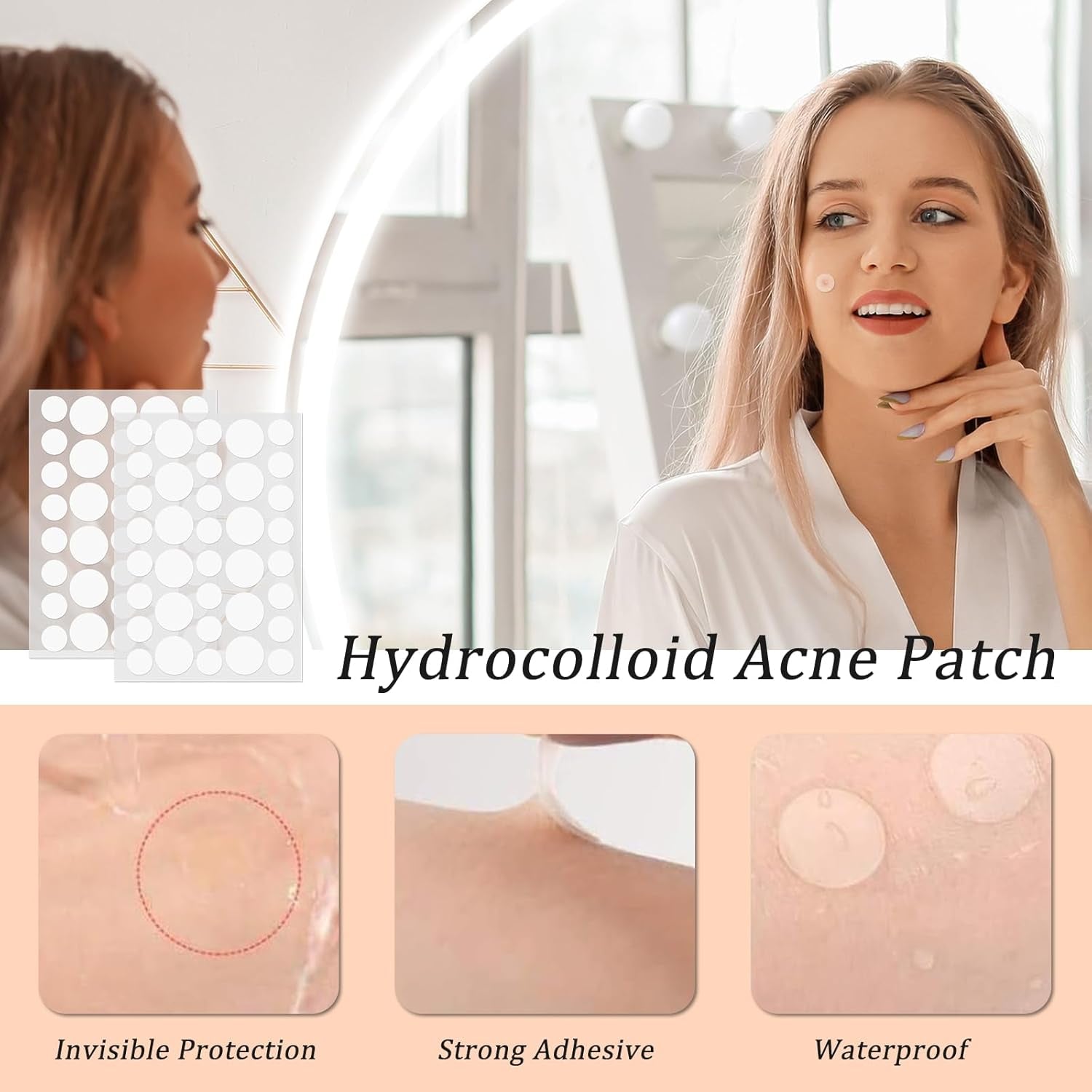 Pimple Patches for Face,144Pcs Hydrocolloid Acne Patches, Absorbing Cover Invisible Blemish Spot Patches, Spot Treatment Stickers Effectively Calm & Relieves Acne Facial Skin Care