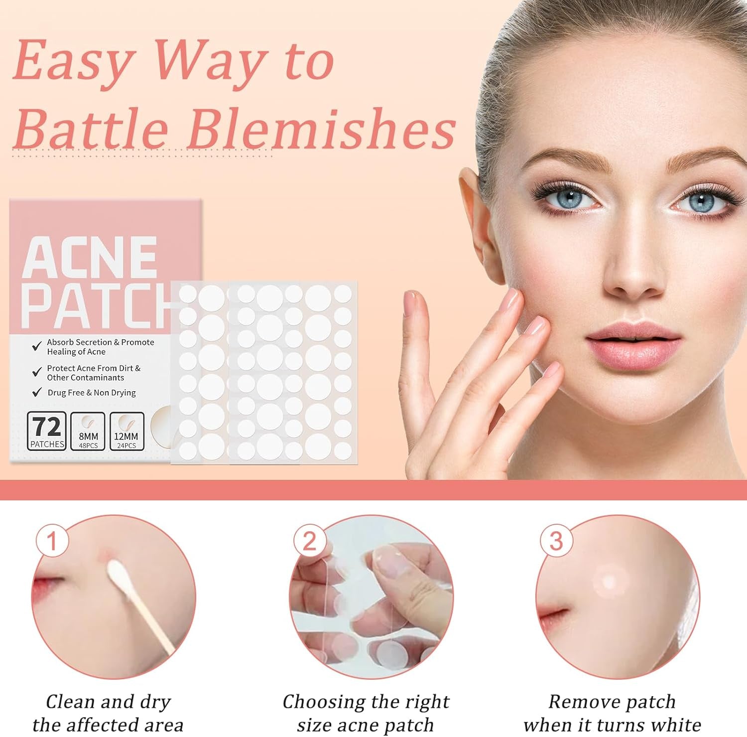 Pimple Patches for Face,144Pcs Hydrocolloid Acne Patches, Absorbing Cover Invisible Blemish Spot Patches, Spot Treatment Stickers Effectively Calm & Relieves Acne Facial Skin Care