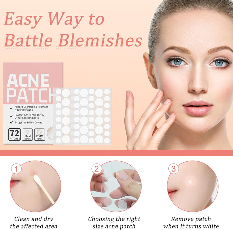 Pimple Patches for Face,144Pcs Hydrocolloid Acne Patches, Absorbing Cover Invisible Blemish Spot Patches, Spot Treatment Stickers Effectively Calm & Relieves Acne Facial Skin Care